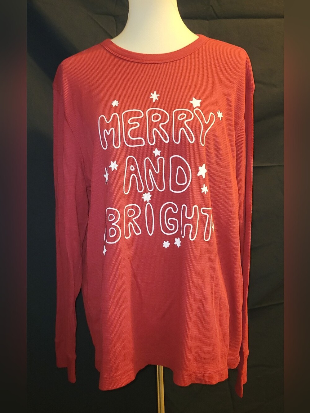 Old Navy Red "Merry and Bright" Long-Sleeve Pajama Top